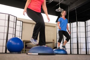 Balance training on Bosu for core strength and endurance