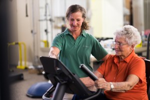 recumbent bicycle aerobic training for active aging client
